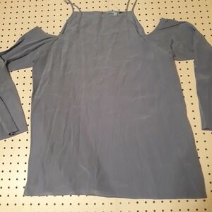 NWT Antonio Melani Adlay Cold Shoulder Silk Blouse Women's LRG In French Blue